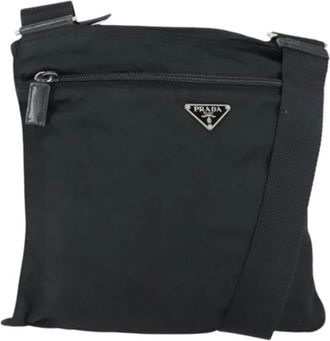 Prada Pre-owned Cross Body Bags, female, Black, Size: ONE SIZE Pre-owned Nylon Cross Body Bag