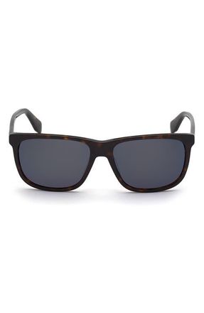 adidas 58MM Navigator Sunglasses in Dark Havana /Green Mirror at Nordstrom