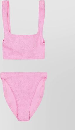 Hunza G square neckline high-cut leg textured fabric bikini