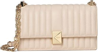 Kate Spade New York Tribeca Quilted Leather Mini Flap Chain Crossbody Wallet Womens Handbags Milk Glass, Leather/Polyester