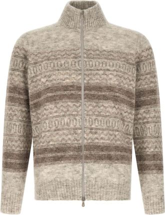 Brunello Cucinelli Light Beige Nordic Jacquard Cardigan