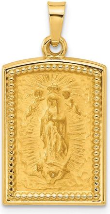Diamond2Deal 14k Yellow Gold Rectangular Hollow Our Lady of Guadalupe Medal