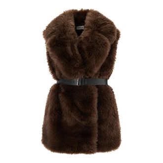 P.A.R.O.S.H. P.a.r.o.s.h., Jassen, Dames, Bruin, S, Polyester, Mouwloze Vest