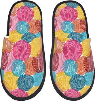 Generic Cotton Slippers Colorful Wool Balls Reusable Sliders Warm Slippers For Big Kid Adult Trip L