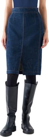 Akris High Waist Denim Pencil Skirt in Blue Denim at Nordstrom, Size 10