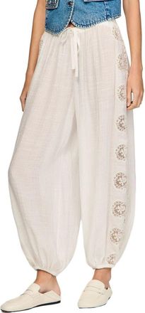 Sandro Crinkled wide-leg trousers in White at Nordstrom, Size 40 Eu