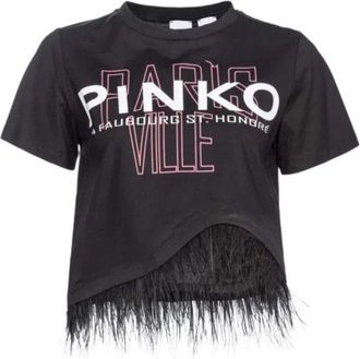 Pinko Martignano T-shirt - Dames - T-shirts - Zwart - L - Katoen - Tops