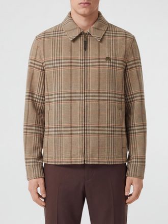 Burberry Giacca-camicia in lana con motivo tartan e chiusura a zip