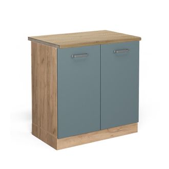 Vicco Armario Bajo Para Fregadero R-line, Gris Azulado, 80 Cm, Et Roble