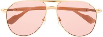 Gucci pilot-frame tinted sunglasses - unisex - Acetate/Metal - 59 - Gold