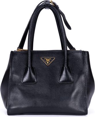 Prada Pre-owned Womens Twin Pocket Double Handle Tote Shoulder Bag - Black - One Size