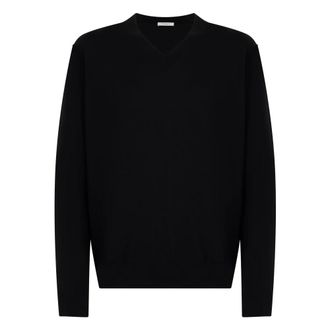 Paolo Pecora V-neck Knitwear, male, Black, Size: 2XL V-neck Knit Sweater