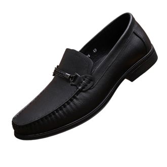Generic Mens Dress Loafers Slip On Soft Comfortable Business Casual Shoes Black Leather Penny Loafers for Men (Black,5.5)