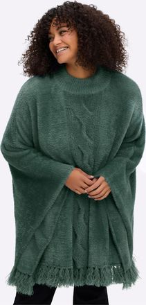 Sheego Poncho SHEEGO, Damen, Gr. 1, moos, 100% Polyamid, unifarben, Jacken Poncho