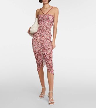 Isabel Marant Falone Dress In Rasberry/ecru