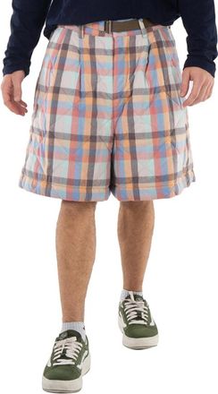 sacai Mens Multi Plaid Quilted Shorts, Brand Size 3 (Large)