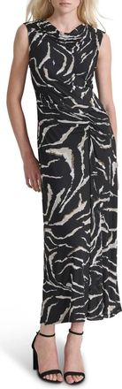DKNY Sleeveless Cowl Neck Maxi Dress In Black/chino