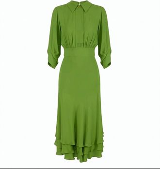 Elisabetta Franchi Viscose Georgette Ruffled Midi Dress