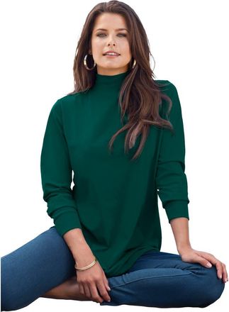 Roaman's Long Sleeve Mockneck Ultimate Tee in Emerald Green at Nordstrom, Size Medium