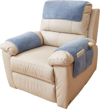 OEM Fundas De Forro Polar Sherpa Para Reposabrazos De Sill&oacute;n Reclinable - Reposacabezas Y Bolsa De Almacenamiento - Azul