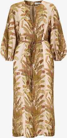 Zimmermann Midi-Leinenkleid mit Palmenprint Ascension