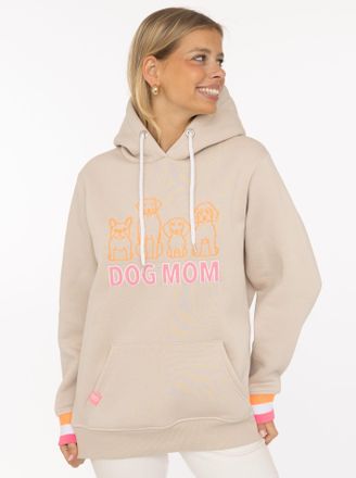 Zwillingsherz Hoodie ZWILLINGSHERZ Dog Mom & Friends, Damen, Gr. L/XL, hellbeige, Sweatware, Obermaterial: 50% Baumwolle, 50% Polyester, comfort fit h&uuml;ftlang, ohne 