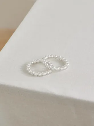 Christofle Set Di Due Anelli Portatovaglioli Con Finitura Argento Perles