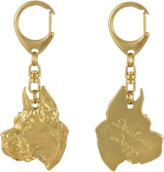 OEM Gran Dan&eacute;s I: Llavero Chapado En Oro Con Un Perro En Una Caja De Regalo, Decoraci&oacute;n De Bolso, Accesorio De Lujo De Art-dog