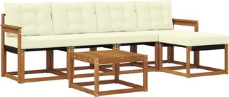 vidaXL Conjunto De Sof&aacute;s De Exterior 6 Uds. Natural Y Crema Vidaxl