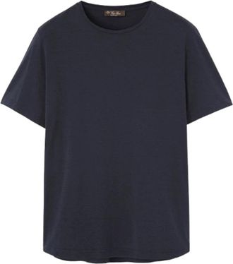 Loro Piana Blauw Zijde-Katoen Jersey T-Shirt - Heren - T-shirts - Blauw - 2XL - Katoen - Tops
