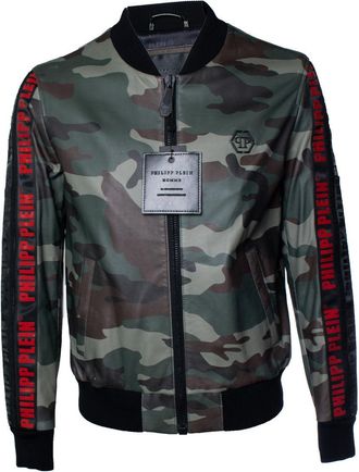 Philipp Plein Philipp Plein, camo leather bomber jacket