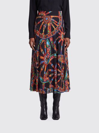 Dolce & Gabbana Gonna midi a ruota in misto seta con stampa Carretto Siciliano