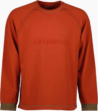 C.P. Company Mens Diagonal Fleece Logo Sweatshirt - Orange - Size: 38