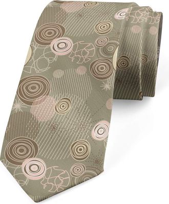 Ambesonne Multicolor Modern Mens Tie, Sage Green Brown Blush, 3.7