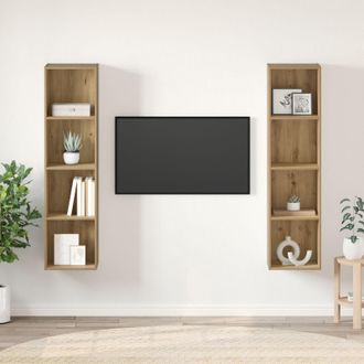 Berkfield Home TV Cabinet 2 pcs Brown 37 x 37 x 142.5 cm Engineered wood