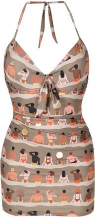 Amir Slama graphic-print swimsuit - women - Polyamide/Elastane - GG - Green