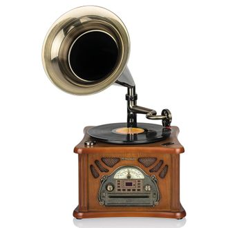 Roadstar Hif-1850tumpk Gram&oacute;fono Hi Fi Vintage Tocadiscos 33/45/78rpm, Radio Am/fm, Reproductor Cd-mp3, Usb Grabador Madera