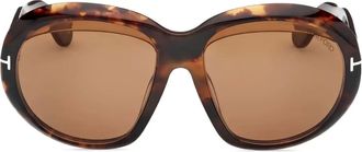 Tom Ford Eyewear Occhiali da sole ovali Angellica tartarugati - Marrone