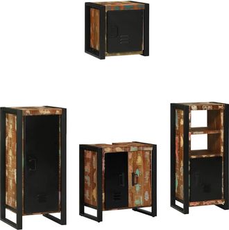 vidaXL Juego De Muebles De Ba&ntilde;o 4 Uds. Multicolor Y Negro Vidaxl
