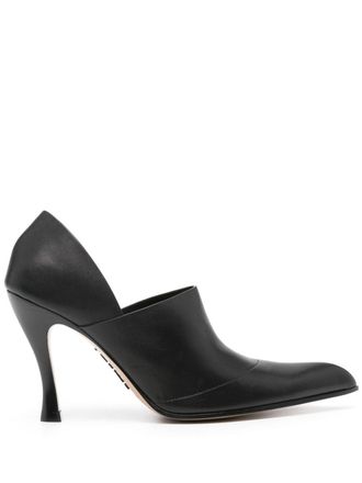 Loewe Comic 95 mm leren pumps - Zwart
