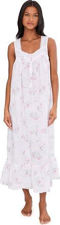 Eileen West Cotton Lawn Sleeveless Ballet Nightgown Womens Pajama Pink Ground Floral Bundle : XS, Lace/Cotton
