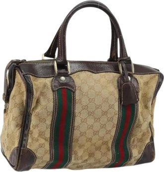 Gucci Pre-owned Handbags, female, Beige, Size: ONE SIZE Pre-owned GG Canvas Boston Bag