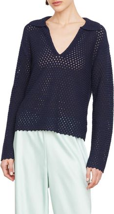Vince Baja Textured Cotton Sweater in Navy at Nordstrom Rack, Size Large