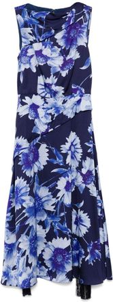 Erdem floral-print midi dress - women - Viscose/Acetate/Silk - 10 - Blue