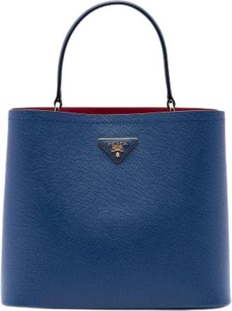 Prada Pre-owned Vintage Saffiano Satchel - Dames - Vintage Shopper - Blauw - ONE Size - Leer - Vintage
