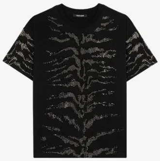 Roberto Cavalli Crystal-Embellished Cotton T-Shirt, Size X-Large