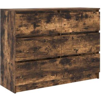 vidaXL Vidaxl - Aparador Madera Contrachapada Color Roble Ahumado 100x35x76 Cm