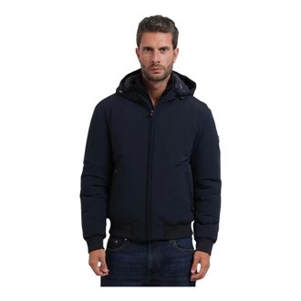 HUGO BOSS Jassen, Heren, Blauw, 2Xl, Leer, Waterafstotende jas met Double B Monogram