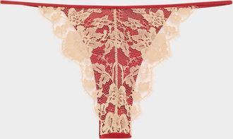 Kiki De Montparnasse Orchid Floral Lace & Stretch Silk Thong