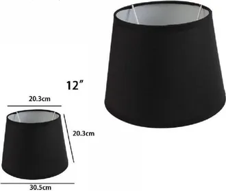 OEM Abat-jour C&oacute;nico Cil&iacute;ndrico - Tela Tnt - Para L&aacute;mpara Y Aplicaci&oacute;n De Pared - E27 - Negro - 30,5 Cm